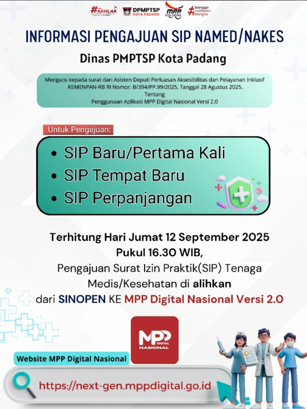 📢 PENGUMUMAN PENTING BAGI SELURUH TENAGA MEDIS & KESEHATAN (NAKES) Kota Padang! 📢